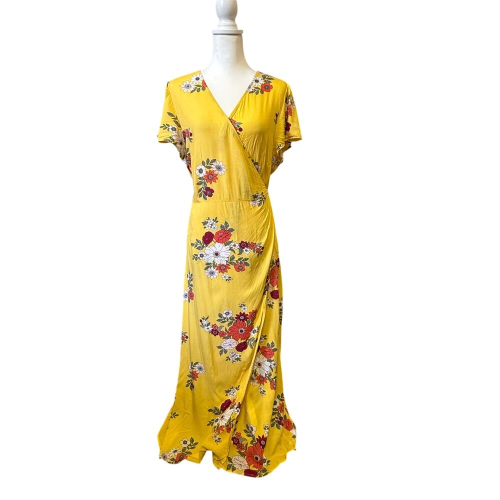 loft beach wrap swim cover up yellow floral womens xl